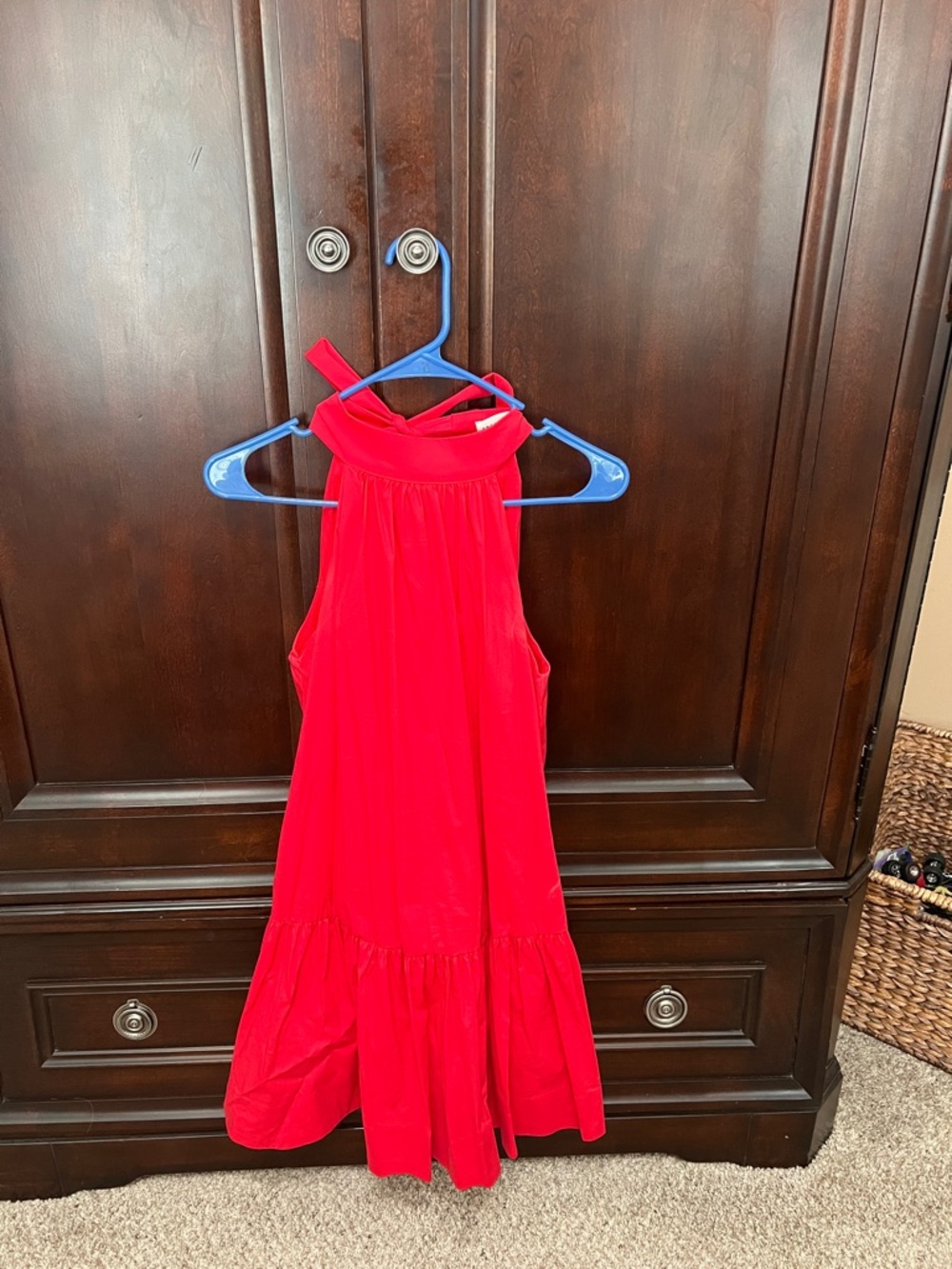 English Factory Red Halter Tiered Dress